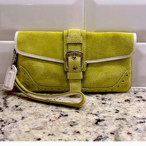 Coach Green Suede Vintage Wristlet EUC